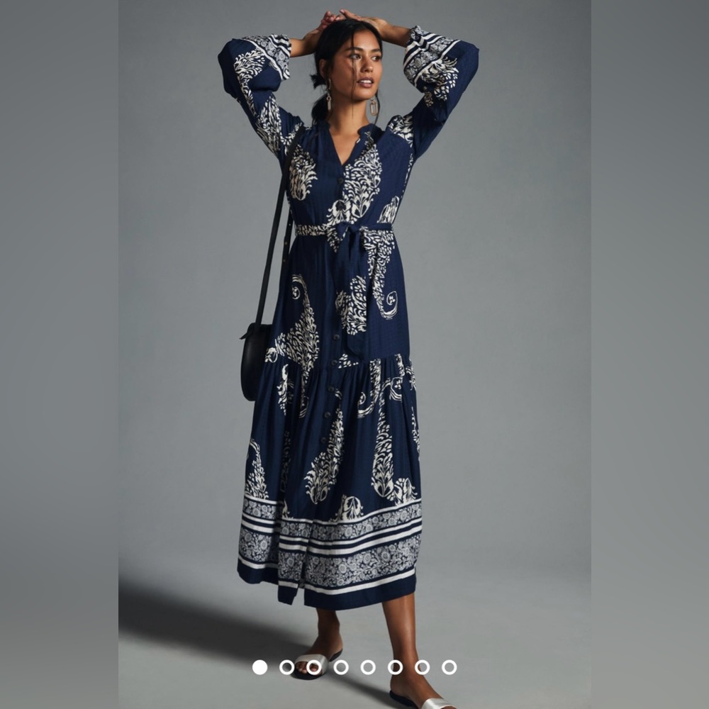 Anthropologie Tiered Buttondown Dress